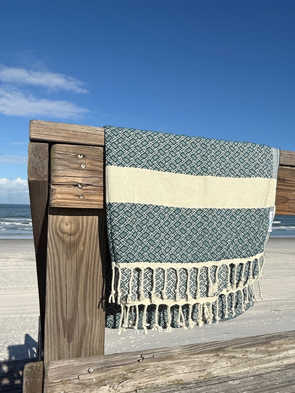 Crab Trap Rag Teal — Salt Rag™ Sand-Resistant Turkish Beach Towel